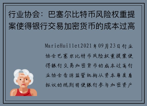 行业协会：巴塞尔比特币风险权重提案使得银行交易加密货币的成本过高 